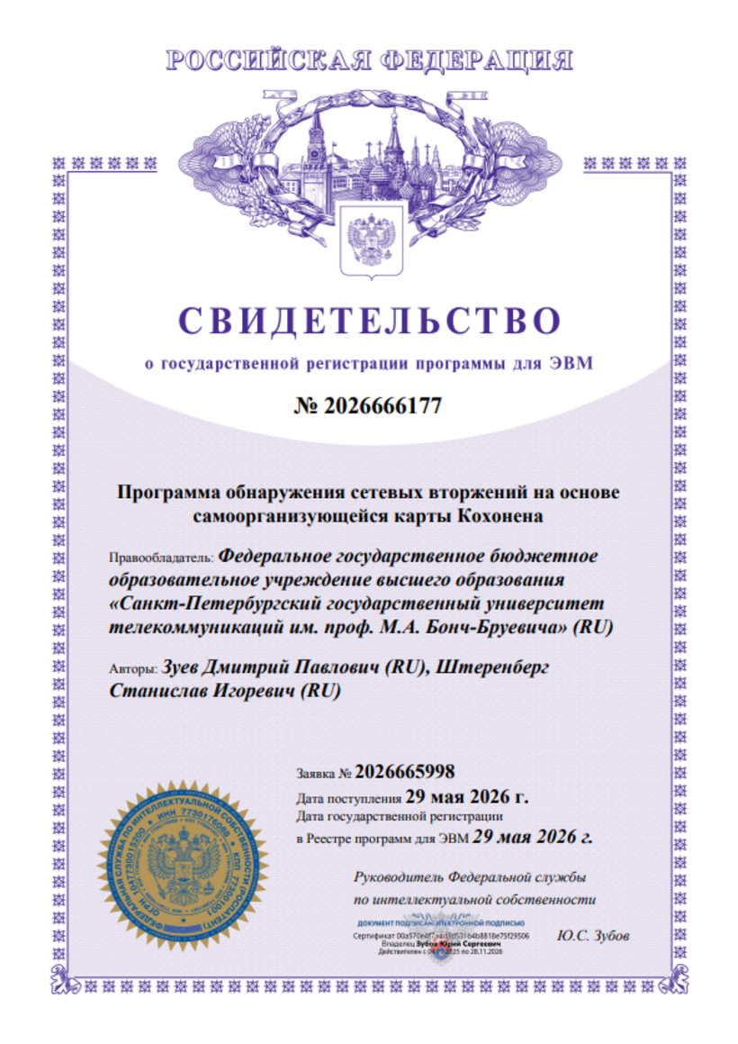Программа обнаружения сетевых вторжений на основе самоорганизующейся карты Кохонена